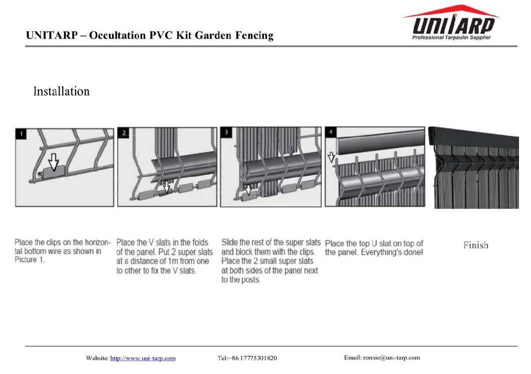Rigid Panels PVC Fence Parts Custom 1.03m 1.53m PVC Slats for Fencing