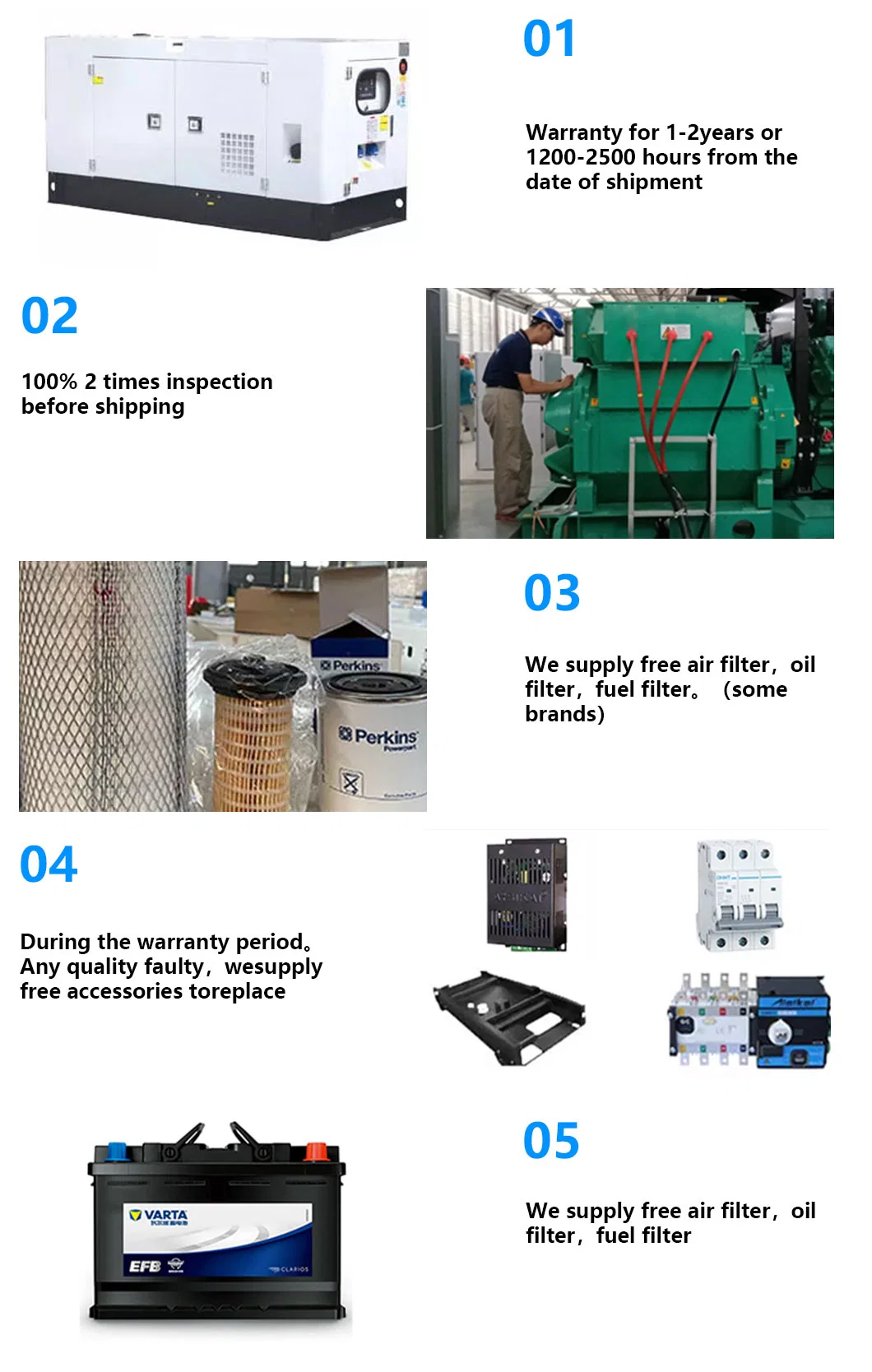 80kw 90kw 100kw China Brush Alternator AC Silent Open Water Air Cooled ATS Water Heater ISO CE Spare Parts Factory Supply